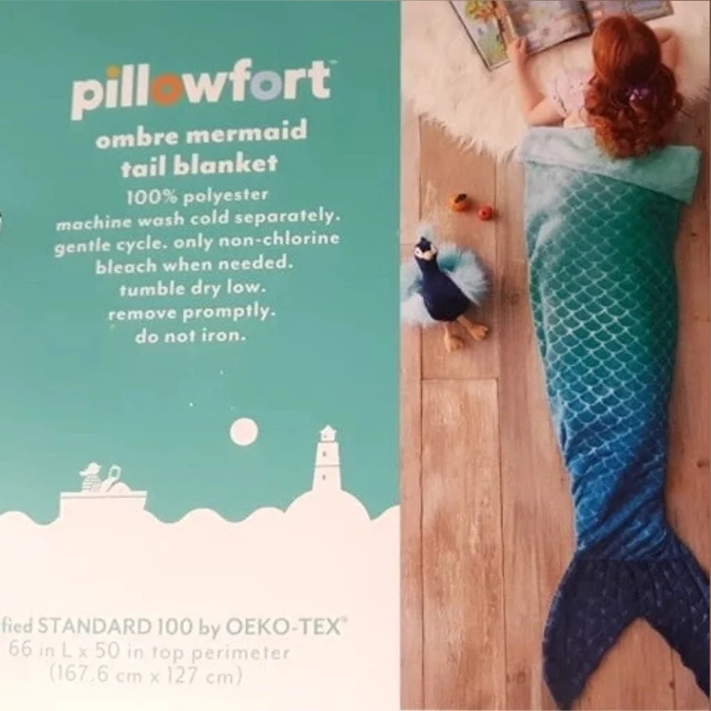 Pillowfort Blue Ombre Mermaid Tail Blanket